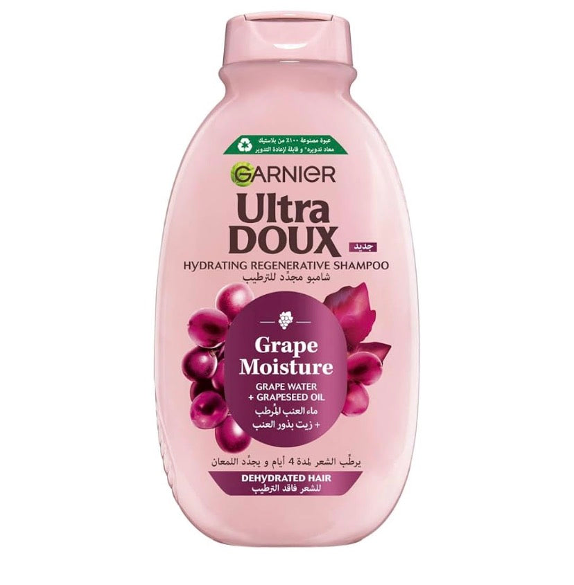 Garnier Ultra Doux Grape Moisture Hydrating Regenerative Shampoo - شامبو بمستخلص ماء العنب للترطيب