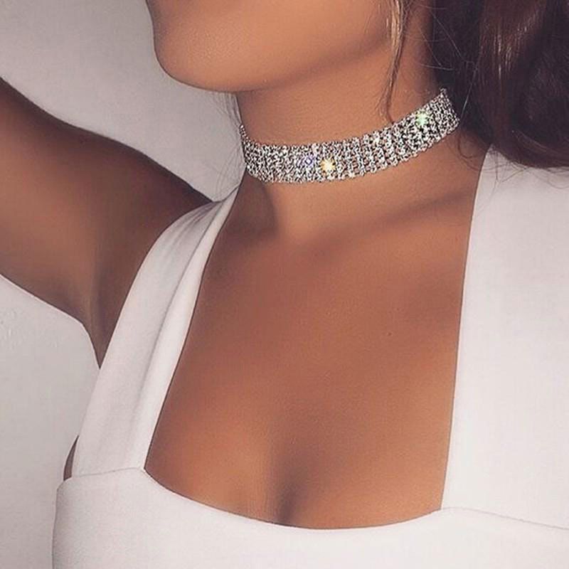طوق شوكر كريستال عريض