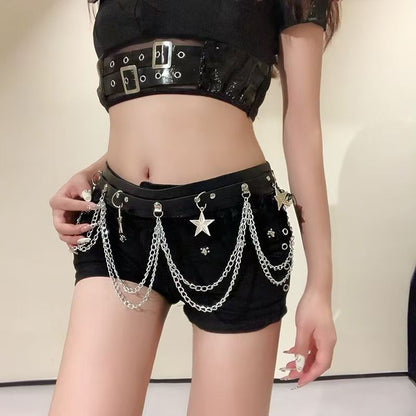 عقد شوكر جلدي مع سلاسل ودلايات نجوم