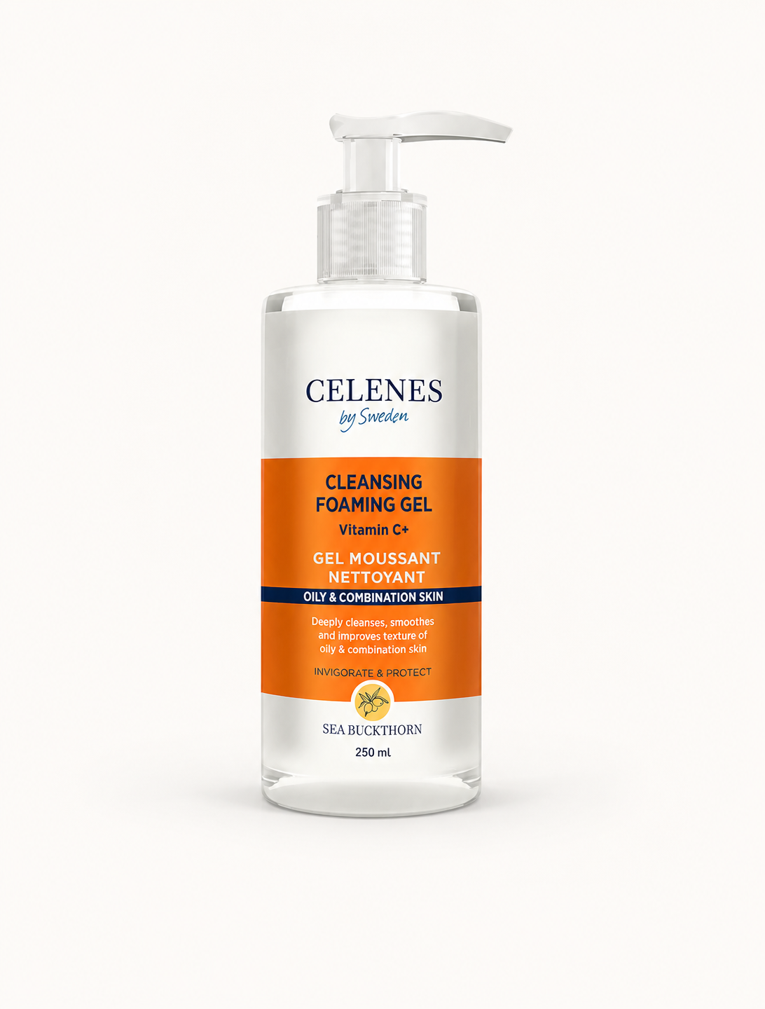 CELENES by sweden cleansing foaming gel vitamin c+ - غسول جل بفيتامين سي من سيلنيس للبشرة الدهنية والمختلطة