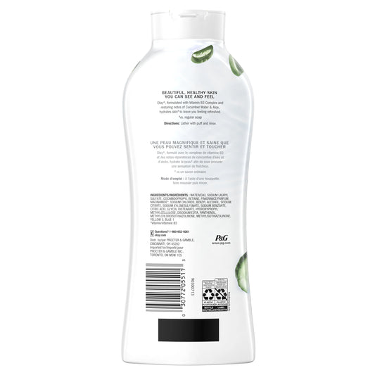OLAY FRESH OUTLAST CUCUMBER WATER & ALOE BODY WASH 700ML (23.6 FL OZ) - غسول الجسم بالخيار والصبار من أولاي