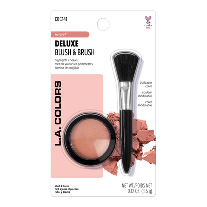L.A.COLORS DELUXE BLUSH & BRUSH 3.5g - بلاشر بودرة مع فرشاة إل إيه كولورز