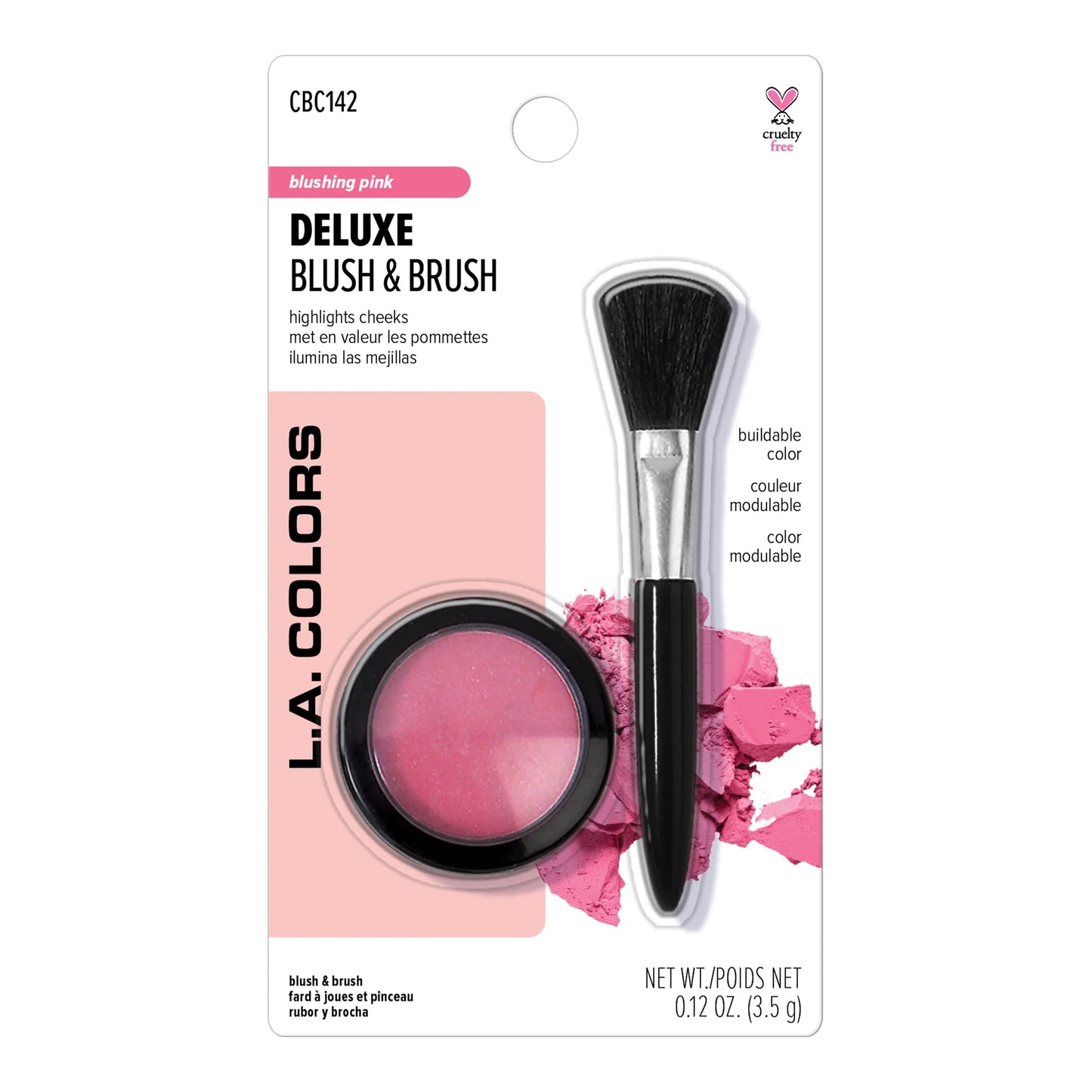 L.A.COLORS DELUXE BLUSH & BRUSH 3.5g - بلاشر بودرة مع فرشاة إل إيه كولورز