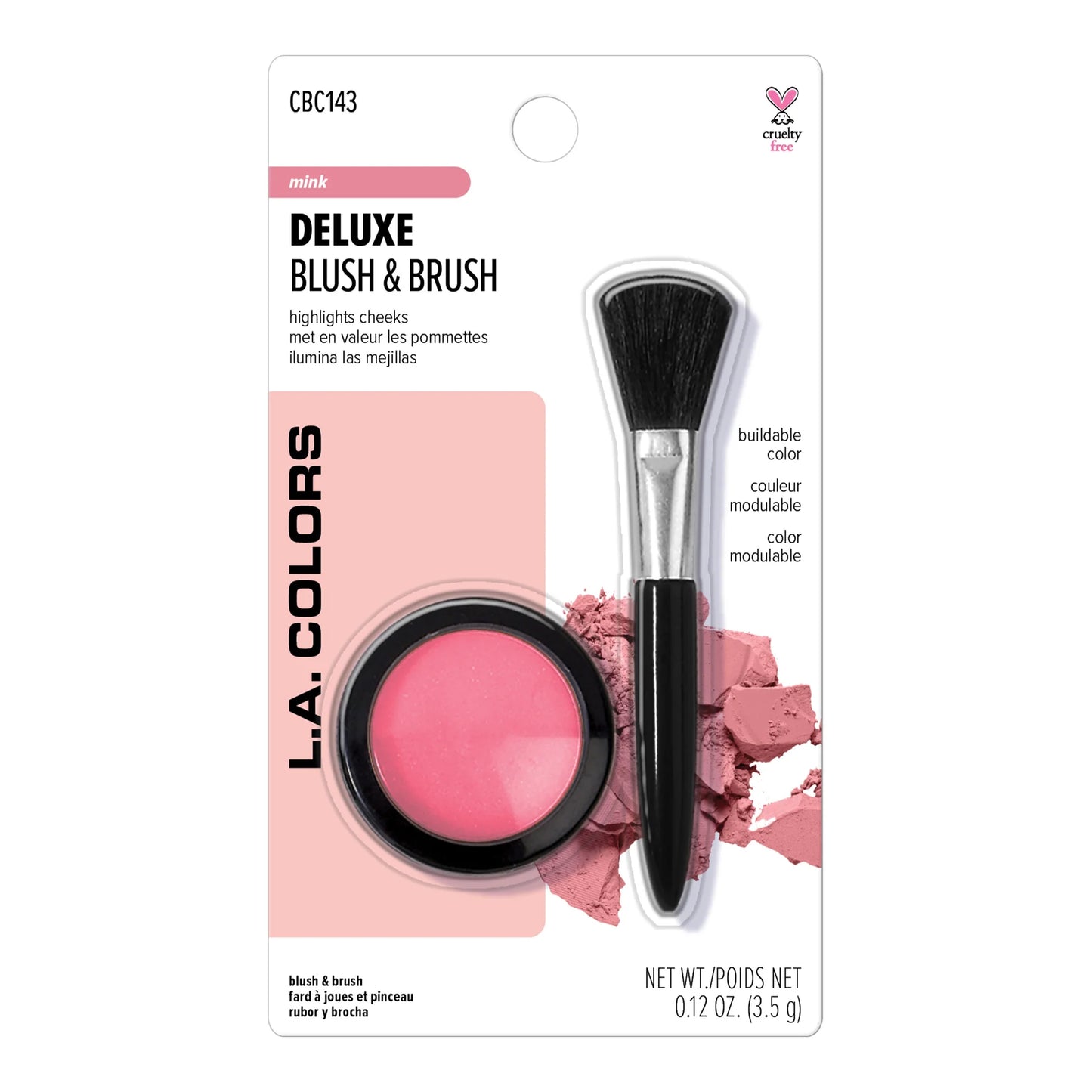 L.A.COLORS DELUXE BLUSH & BRUSH 3.5g - بلاشر بودرة مع فرشاة إل إيه كولورز