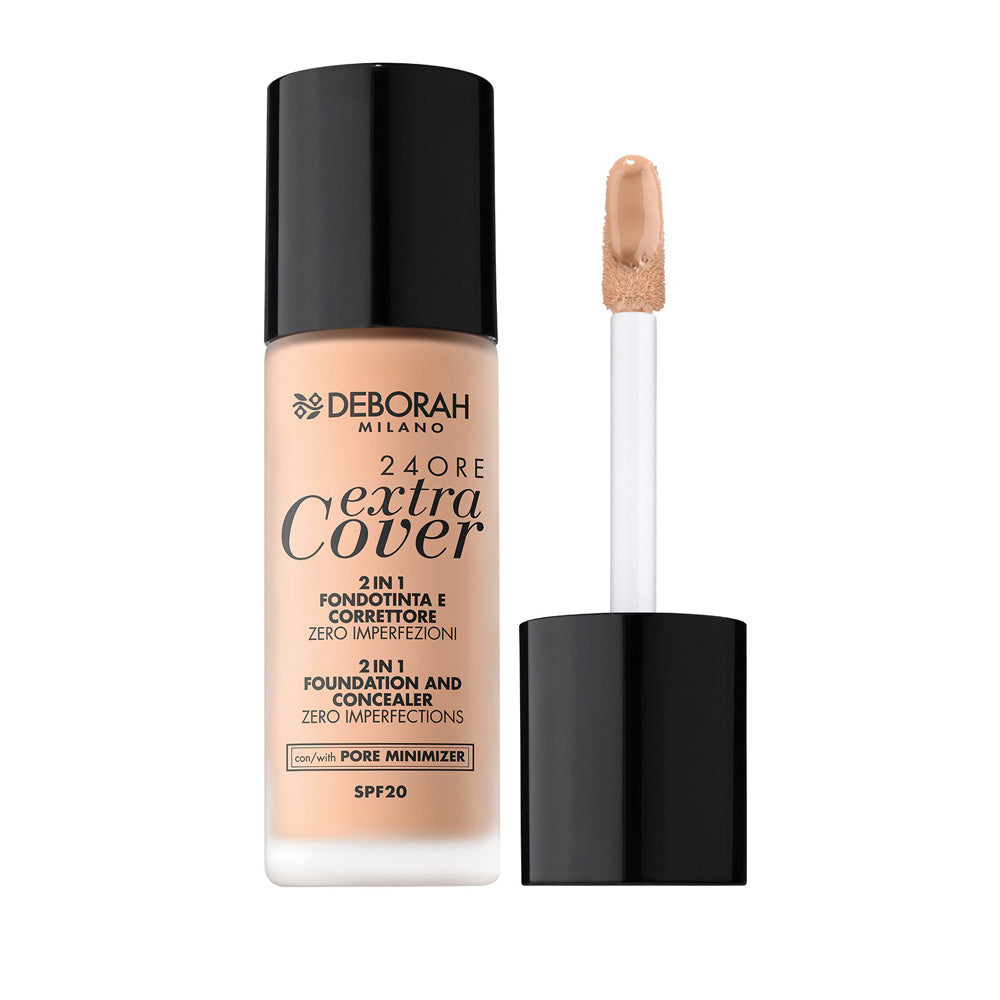 Deborah Milano 24Ore Extra Cover Foundation 30ml - كريم أساس ودبل كونسيلر 24 ساعة تغطية عالية من ديبورا