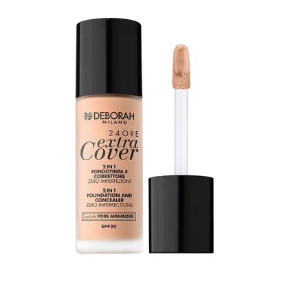 Deborah Milano 24Ore Extra Cover Foundation 30ml - كريم أساس ودبل كونسيلر 24 ساعة تغطية عالية من ديبورا