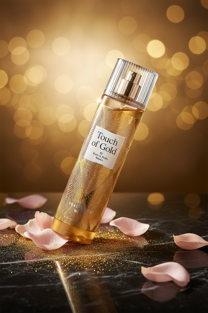 Bath & Body Works Touch of Gold Fine Fragrance Mist 236ml - معطر الجسم من باث اند بودي برائحة العنبر والفانيليا