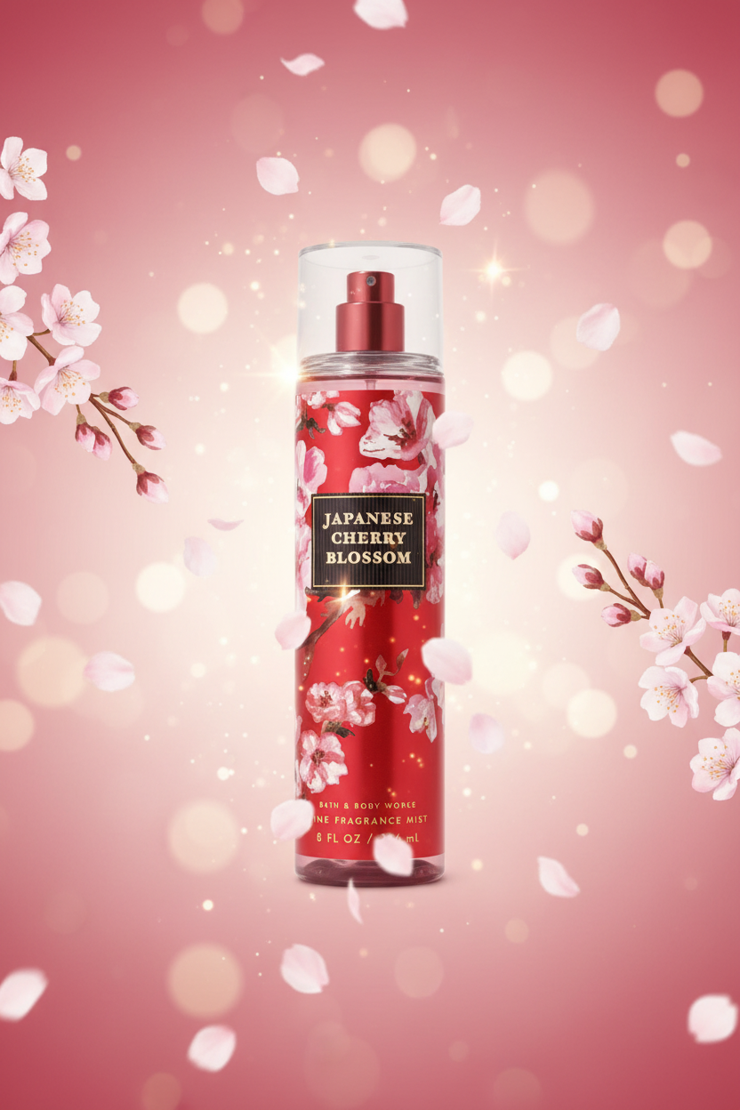 Bath & Body Works Japanese Cherry Blossom Fine Fragrance Mist 236ml - معطر الجسم من باث اند بودي برائحة زهور الكرز اليابانية