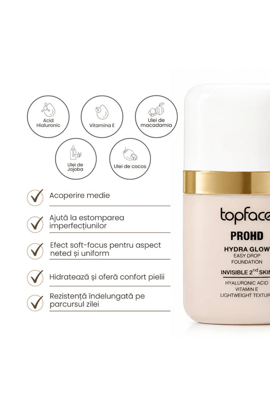 Topface PROHD Hydra Glow Easy Drop Foundation - كريم أساس توب فيس برو اتش دي هيدرا جلو إيزي دروب