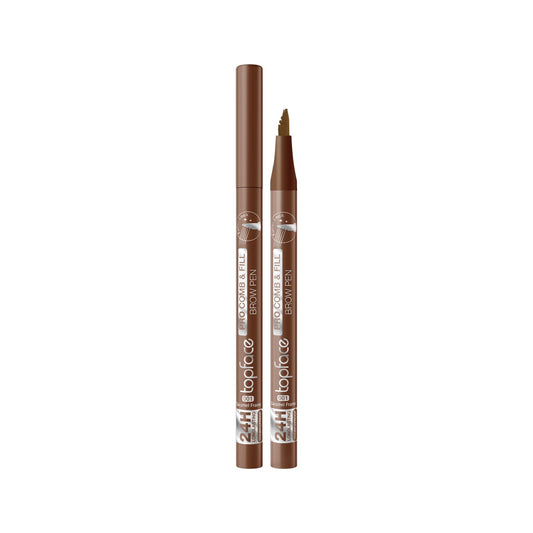 Topface Pro Comb & Fill Brow Pen - قلم الحواجب كومب آند فيل برو من توب فيس