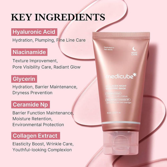 medicube Collagen Overnight Wrapping Peel Off Facial Mask 75ml - قناع الوجه المقشر بالكولاجين من ميديكيوب