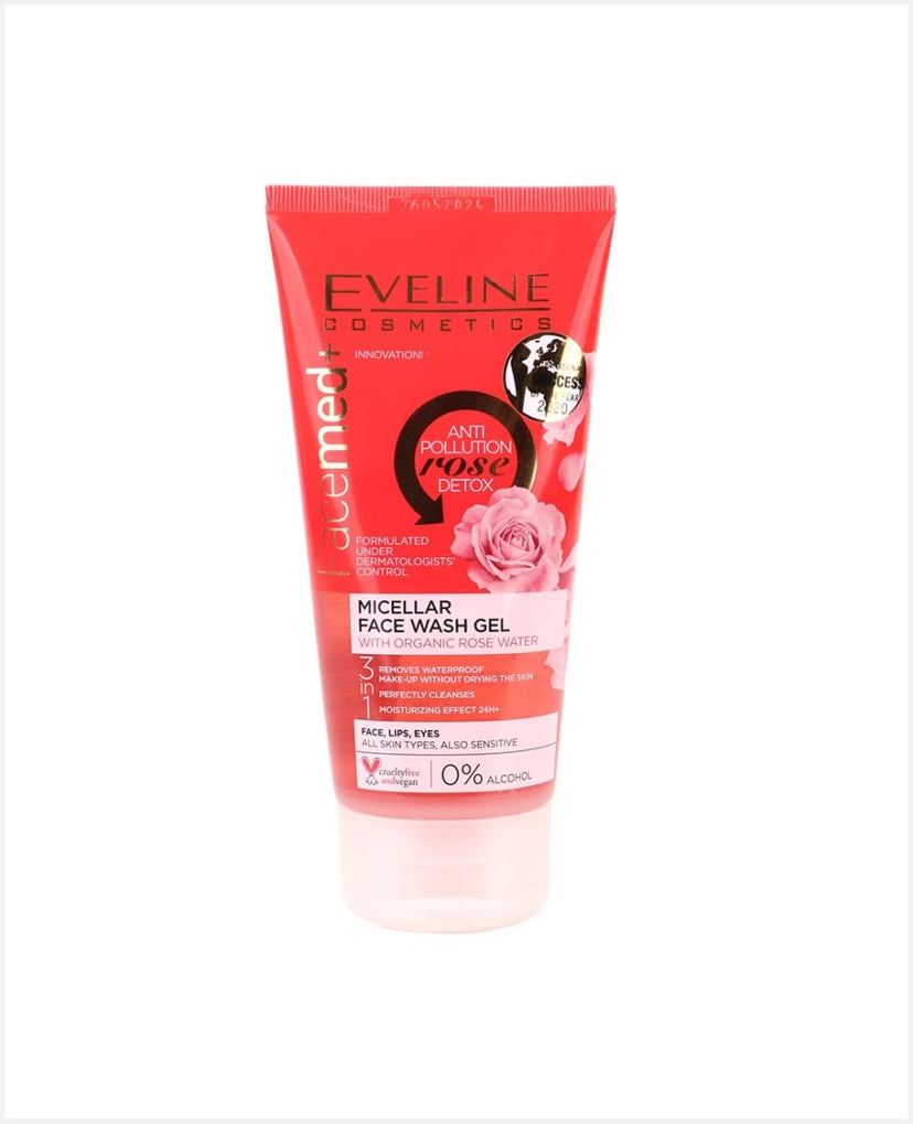 Eveline Facemed+ Rose Water Micellar Face Wash Gel (3 in 1)⁠ - جل غسول الوجة بماء الورد العضوي