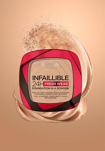 L'oreal infaillible 24h fresh wear foundation in a powder - كريم أساس باودر انفاليبل فريش وير 24 ساعة من لوريال