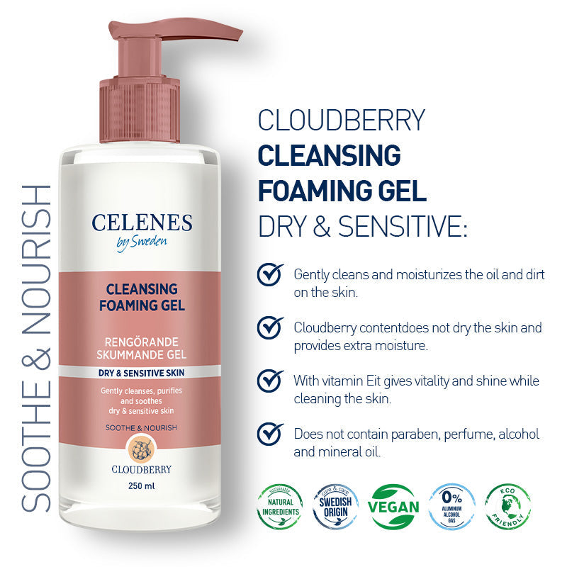 CELENES cleansing foaming gel - غسول جل للوجه للبشرة الجافة والحساسة