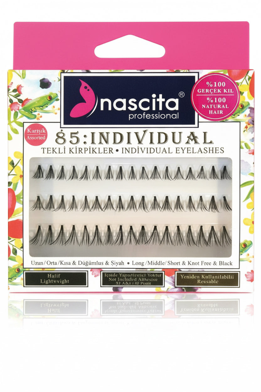 NASCITA FASHION INDIVIDUAL EYELASHES (SHORT BLACK) - رموش منفردة قصيرة سوداء من ناسشيتا
